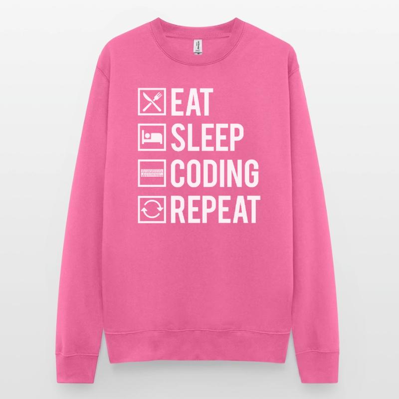 Eat Sleep Coding Repeat Dev Codeur Humour Sweat-shirt Unisexe