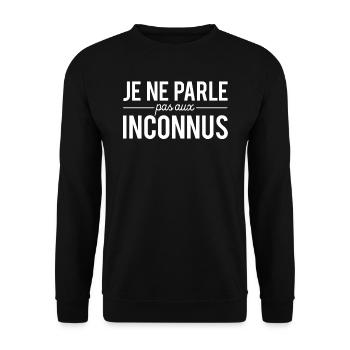 Je Ne Parle Pas Aux Inconnus J'Aime Pas Les Gens - Sweat-shirt Unisexe - noir - Devant - Alina (178cm) & Michal (187cm)