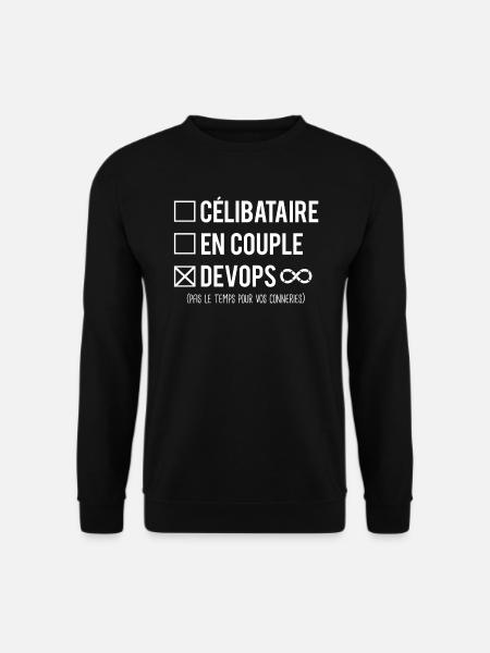 Célibataire En Couple Devops Situation Amoureuse - Sweat-shirt Unisexe - noir
