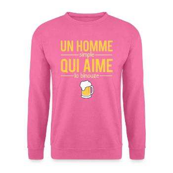 Un Homme Simple Qui Aime La Binouze Bière Humour - Sweat-shirt Unisexe - rose - Devant