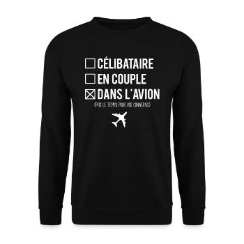 Célibataire En Couple Dans L'Avion Voyageur Humour - Sweat-shirt Unisexe - noir - Devant - Alina (178cm) & Michal (187cm)
