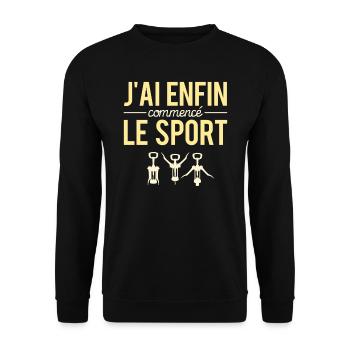 J'ai Enfin Commencé Le Sport Apéro Alcool Humour - Sweat-shirt Unisexe - noir - Devant - Alina (178cm) & Michal (187cm)