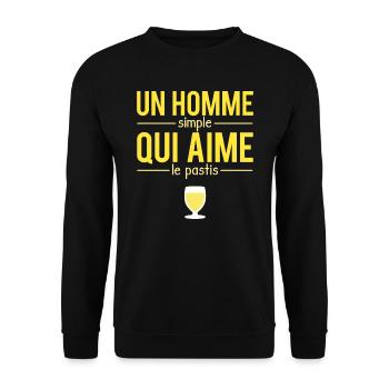 Un Homme Simple Qui Aime Le Pastis Alcool Jaune - Sweat-shirt Unisexe - noir - Devant - Alina (178cm) & Michal (187cm)