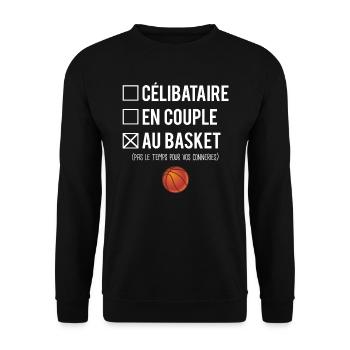 Célibataire En Couple Au Basket Passion Humour - Sweat-shirt Unisexe - noir - Devant - Alina (178cm) & Michal (187cm)