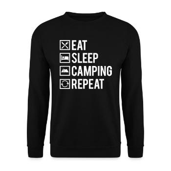 Eat Sleep Camping Repeat Humour - Sweat-shirt Unisexe - noir - Devant - Alina (178cm) & Michal (187cm)