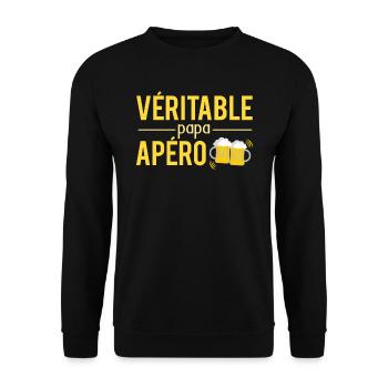 Véritable Papa Apéro Bière Humour - Sweat-shirt Unisexe - noir - Devant - Alina (178cm) & Michal (187cm)