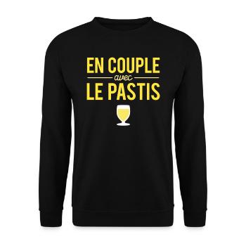 En Couple Avec Le Pastis Alcool Jaune Humour - Sweat-shirt Unisexe - noir - Devant - Alina (178cm) & Michal (187cm)