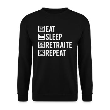 Eat Sleep Retraite Repeat Retraité Humour - Sweat-shirt Unisexe - noir - Devant - Alina (178cm) & Michal (187cm)