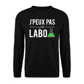 J'Peux Pas J'ai Labo Chimiste Humour - Sweat-shirt Unisexe - noir - Devant - Alina (178cm) & Michal (187cm)