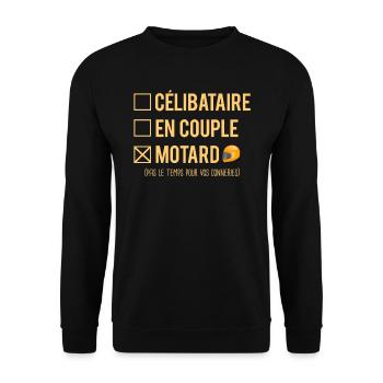 Célibataire En Couple Blague Motard Humour - Sweat-shirt Unisexe - noir - Devant - Alina (178cm) & Michal (187cm)