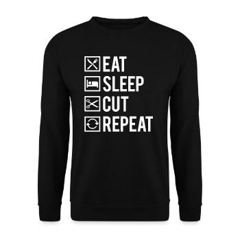 Eat Sleep Cut Repeat Blague Coiffeur Humour - Sweat-shirt Unisexe - noir - Devant - Alina (178cm) & Michal (187cm)