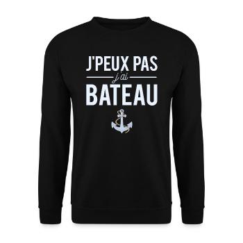 J'peux Pas J'Ai Bateau Marin Humour - Sweat-shirt Unisexe - noir - Devant - Alina (178cm) & Michal (187cm)
