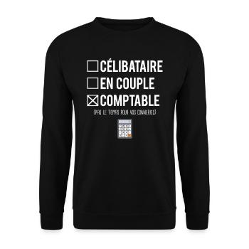 Célibataire En Couple Métier Comptable Humour - Sweat-shirt Unisexe - noir - Devant - Alina (178cm) & Michal (187cm)