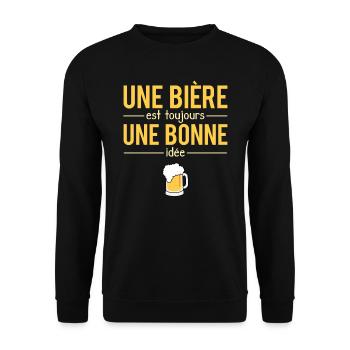 Une Bière Est Toujours Une Bonne Idée Alcool - Sweat-shirt Unisexe - noir - Devant - Alina (178cm) & Michal (187cm)