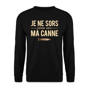 Je Ne Sors Jamais Sans Ma Canne Pêcheur Humour - Sweat-shirt Unisexe - noir - Devant - Alina (178cm) & Michal (187cm)