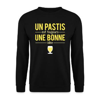 Un Pastis Est Toujours Une Bonne Idée Jaune Humour - Sweat-shirt Unisexe - noir - Devant - Alina (178cm) & Michal (187cm)