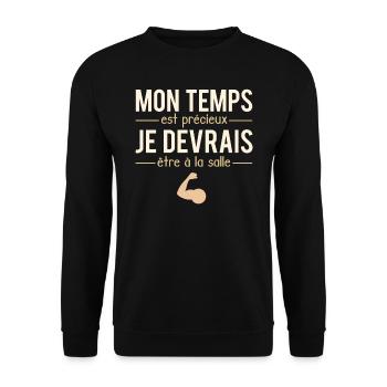Mon Temps Est Précieux Corps De Rêve Humour - Sweat-shirt Unisexe - noir - Devant - Alina (178cm) & Michal (187cm)