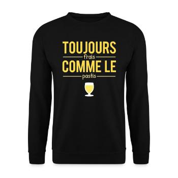 Toujours Frais Comme Le Pastis Jaune Humour - Sweat-shirt Unisexe - noir - Devant - Alina (178cm) & Michal (187cm)