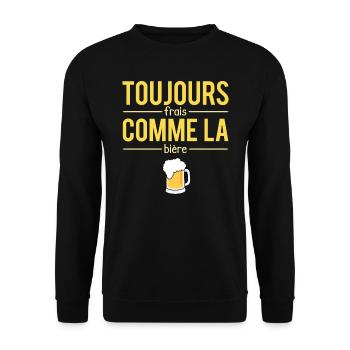 Toujours Frais Comme La Bière Pression Humour - Sweat-shirt Unisexe - noir - Devant - Alina (178cm) & Michal (187cm)