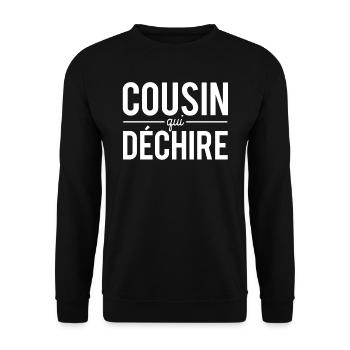 Cousin Qui Déchire Cadeau Meilleur Cousin Humour - Sweat-shirt Unisexe - noir - Devant - Alina (178cm) & Michal (187cm)