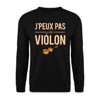 J'Peux Pas J'Ai Violon Blague Violoniste Humour - Sweat-shirt Unisexe - noir - Devant - Alina (178cm) & Michal (187cm)