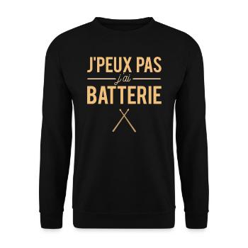 J'peux Pas J'ai Batterie Batteur Humour - Sweat-shirt Unisexe - noir - Devant - Alina (178cm) & Michal (187cm)