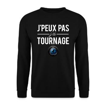 J'Peux Pas J'ai Tournage Blague Vidéaste Humour - Sweat-shirt Unisexe - noir - Devant - Alina (178cm) & Michal (187cm)