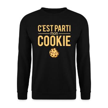 C'est Parti Mon Cookie Ordinateur Biscuit Humour - Sweat-shirt Unisexe - noir - Devant - Alina (178cm) & Michal (187cm)