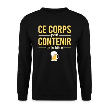 Ce Corps Peut Contenir De La Bière Pression Humour - Sweat-shirt Unisexe - noir - Devant - Alina (178cm) & Michal (187cm)