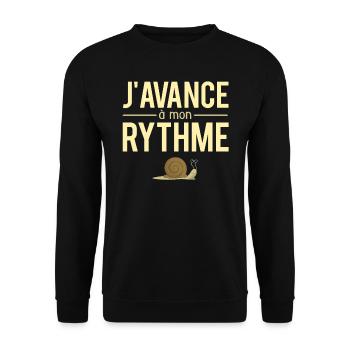 J'Avance A Mon Rythme En Retard Retardataire Drôle - Sweat-shirt Unisexe - noir - Devant - Alina (178cm) & Michal (187cm)
