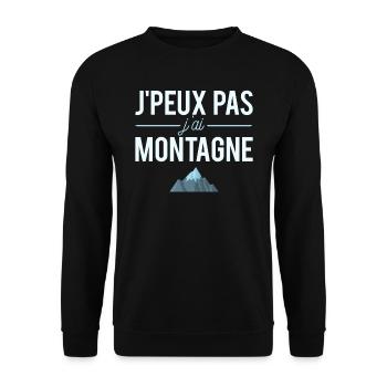 J'Peux Pas J'ai Montagne Grimpeur Humour - Sweat-shirt Unisexe - noir - Devant - Alina (178cm) & Michal (187cm)