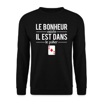 Le Bonheur Existe Blague Poker Humour - Sweat-shirt Unisexe - noir - Devant - Alina (178cm) & Michal (187cm)