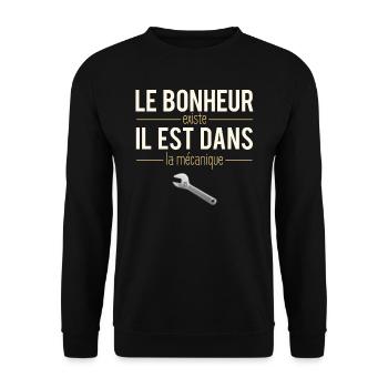 Le Bonheur Existe Blague Mécanique Humour - Sweat-shirt Unisexe - noir - Devant - Alina (178cm) & Michal (187cm)