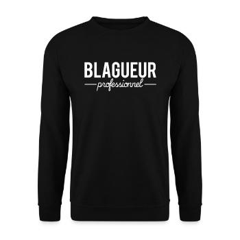 Blagueur Professionnel Prochaine Blague En Cours - Sweat-shirt Unisexe - noir - Devant - Alina (178cm) & Michal (187cm)