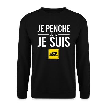 Je Penche Donc Je Suis Blague Motard Humour - Sweat-shirt Unisexe - noir - Devant - Alina (178cm) & Michal (187cm)