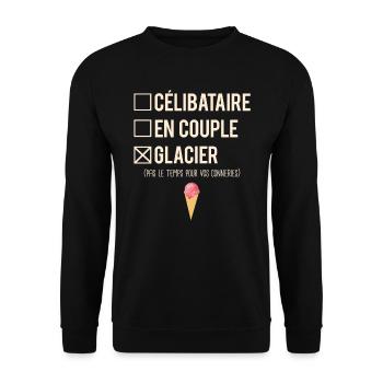 Célibataire En Couple Blague Glacier Humour - Sweat-shirt Unisexe - noir - Devant - Alina (178cm) & Michal (187cm)