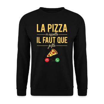 La Pizza M'appelle Blague Fast Food Pizza Humour - Sweat-shirt Unisexe - noir - Devant - Alina (178cm) & Michal (187cm)