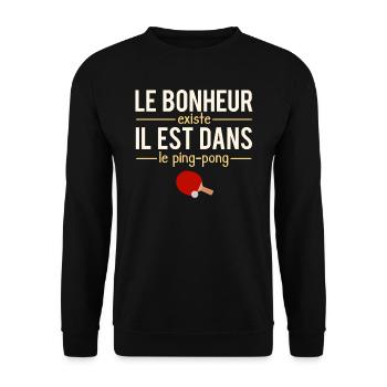 Le Bonheur Existe Blague Ping Pong Humour - Sweat-shirt Unisexe - noir - Devant - Alina (178cm) & Michal (187cm)