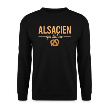 Alsacien Qui Déchire Alsace Région France - Sweat-shirt Unisexe - noir - Devant - Alina (178cm) & Michal (187cm)