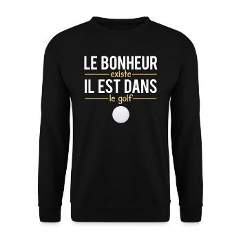 Le Bonheur Existe Blague Golfeur Golf Humour - Sweat-shirt Unisexe - noir - Devant - Alina (178cm) & Michal (187cm)