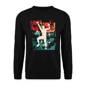 Klettern Vintage Bouldern Kletterer Climbing - Unisex Pullover - Schwarz - Vorne - Alina (178cm) & Michal (187cm)
