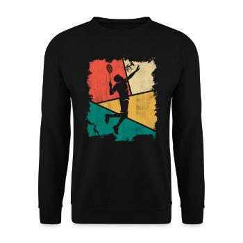 Badminton player Retro badminton player - Unisex Sweatshirt - black - Front - Alina (178cm) & Michal (187cm)