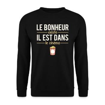 Le Bonheur Existe il Est Dans Le Cinéma Cinéphile - Sweat-shirt Unisexe - noir - Devant - Alina (178cm) & Michal (187cm)