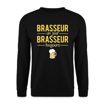 Brasseur Un Jour Brasseur Toujours Bière Humour - Sweat-shirt Unisexe - noir - Devant - Alina (178cm) & Michal (187cm)
