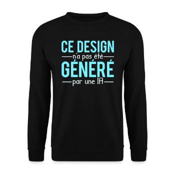 Cadeau humour blague intelligence artificielle - Sweat-shirt Unisexe - noir - Devant - Alina (178cm) & Michal (187cm)