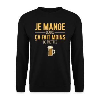 Je mange liquide ça fait moins de miettes apéro - Sweat-shirt Unisexe - noir - Devant - Alina (178cm) & Michal (187cm)
