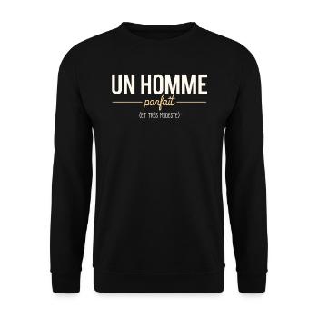 Un Homme Parfait Et Très Modeste Blague Papa - Sweat-shirt Unisexe - noir - Devant - Alina (178cm) & Michal (187cm)