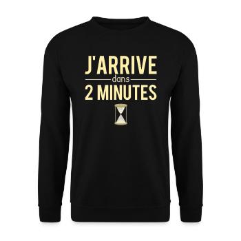 J'arrive dans 2 minutes retardataire retard humour - Sweat-shirt Unisexe - noir - Devant - Alina (178cm) & Michal (187cm)