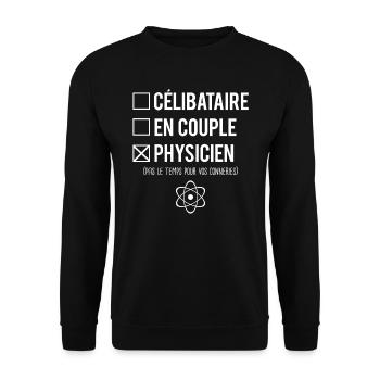 Célibataire en couple blague physicien humour - Sweat-shirt Unisexe - noir - Devant - Alina (178cm) & Michal (187cm)