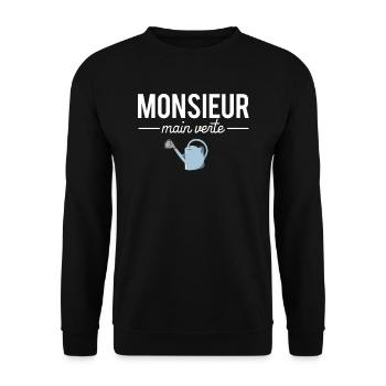 Monsieur main verte blague jardinier humour - Sweat-shirt Unisexe - noir - Devant - Alina (178cm) & Michal (187cm)